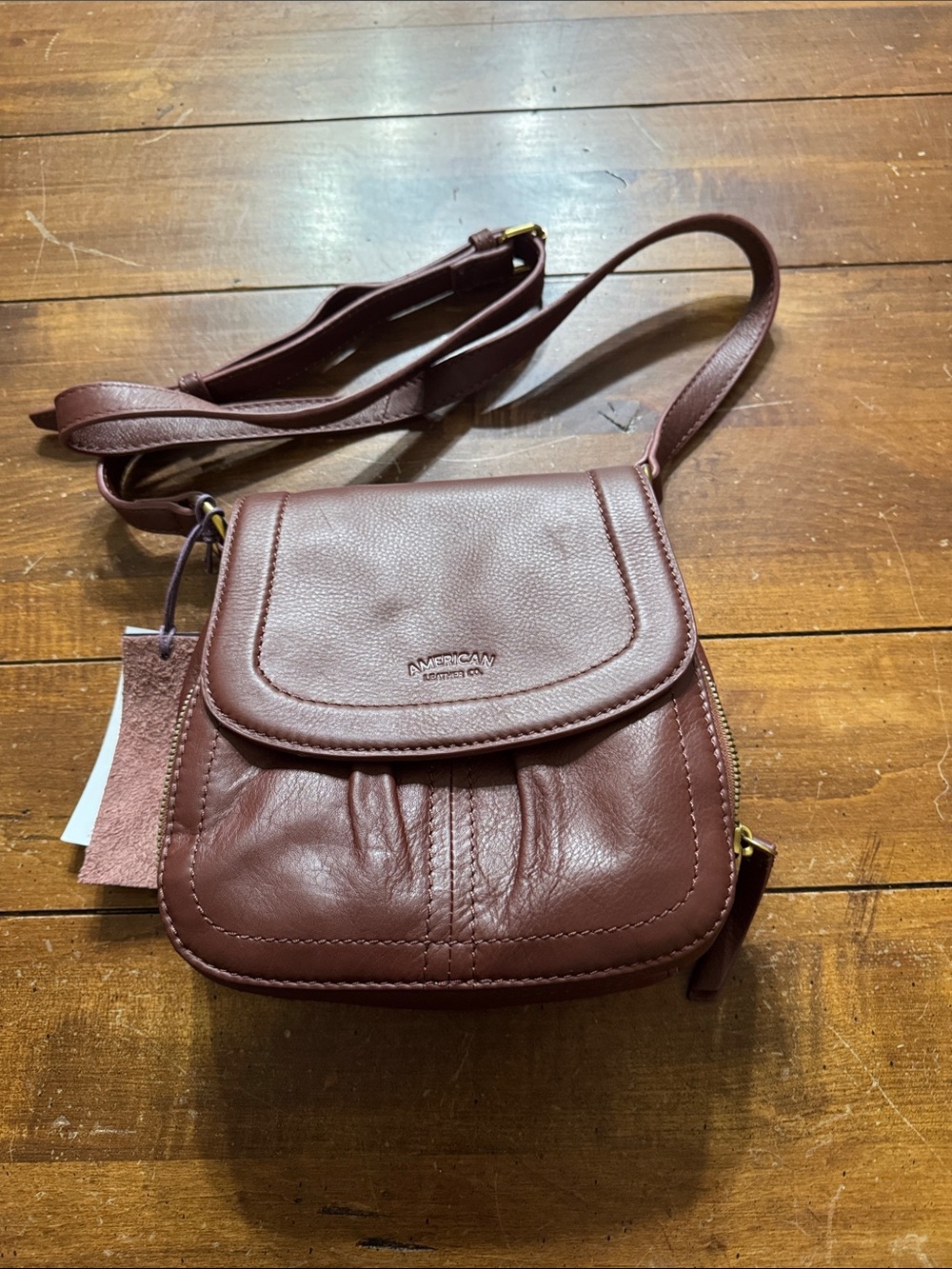 American Heritage Pebbled Leather Crossbody in Burgundy